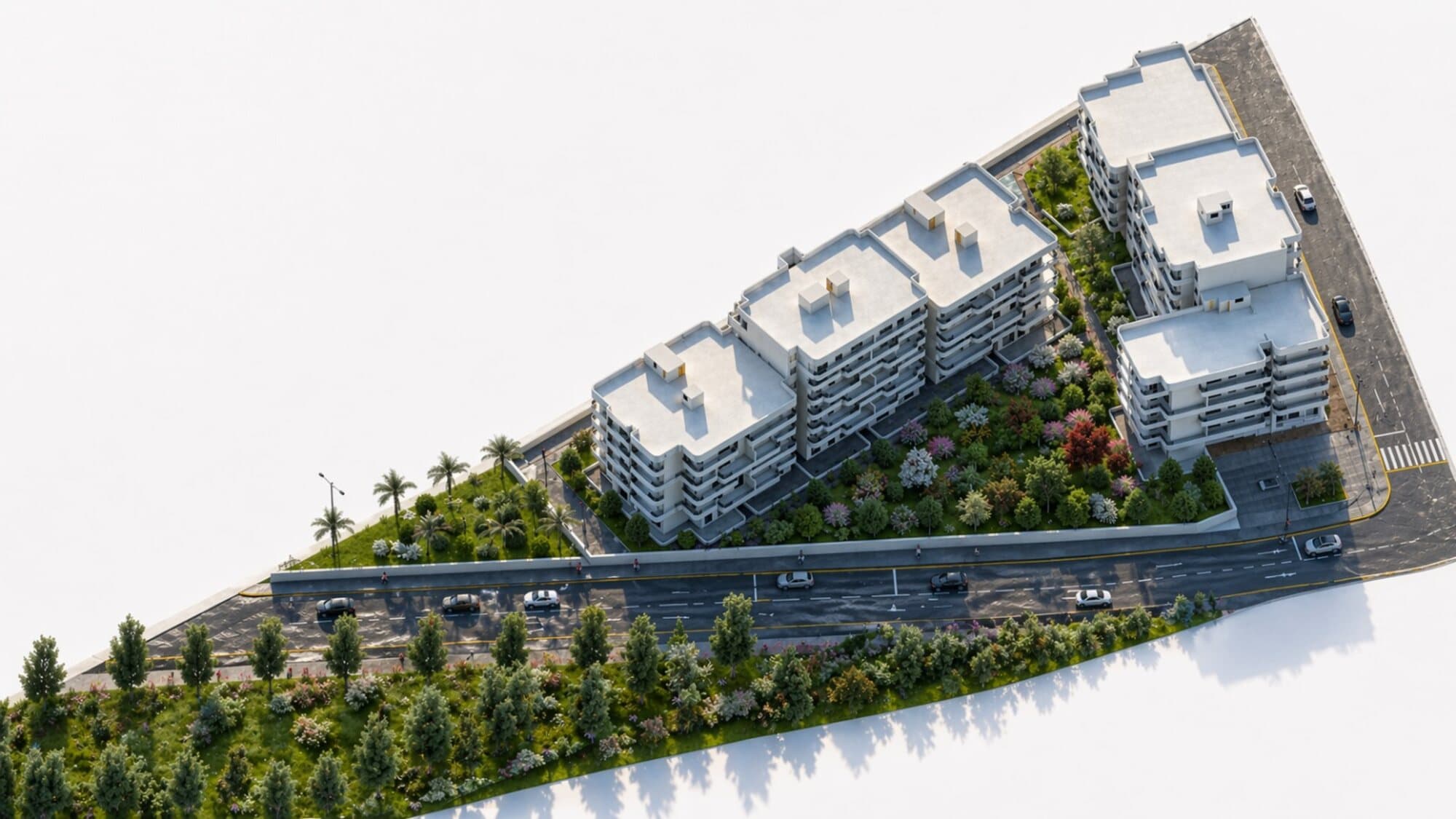 Vue aérienne de la résidence Lilia Garden et de ses jardins